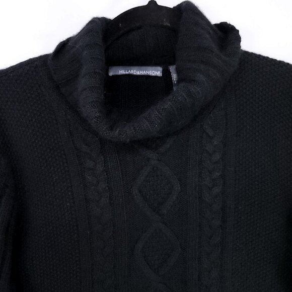 Hillard & Hanson Cable Knit Angora Wool Sweater Womens Large Black Turtleneck - Picture 6 of 11